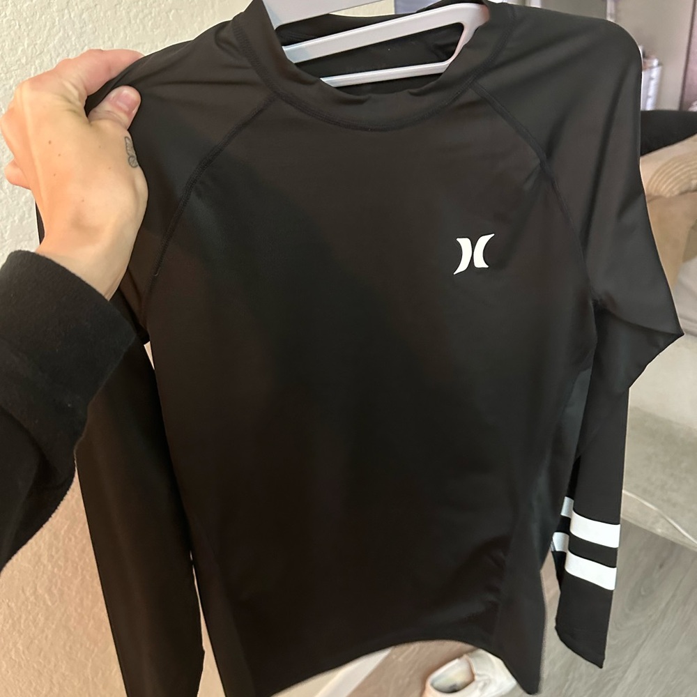Black womens hurley long sleeve rash guard
